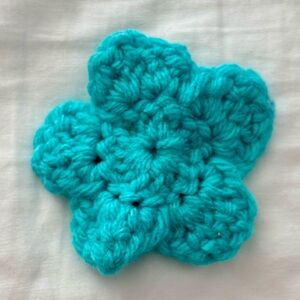 Handmade cornflower blue Crochet Flower for dog collar